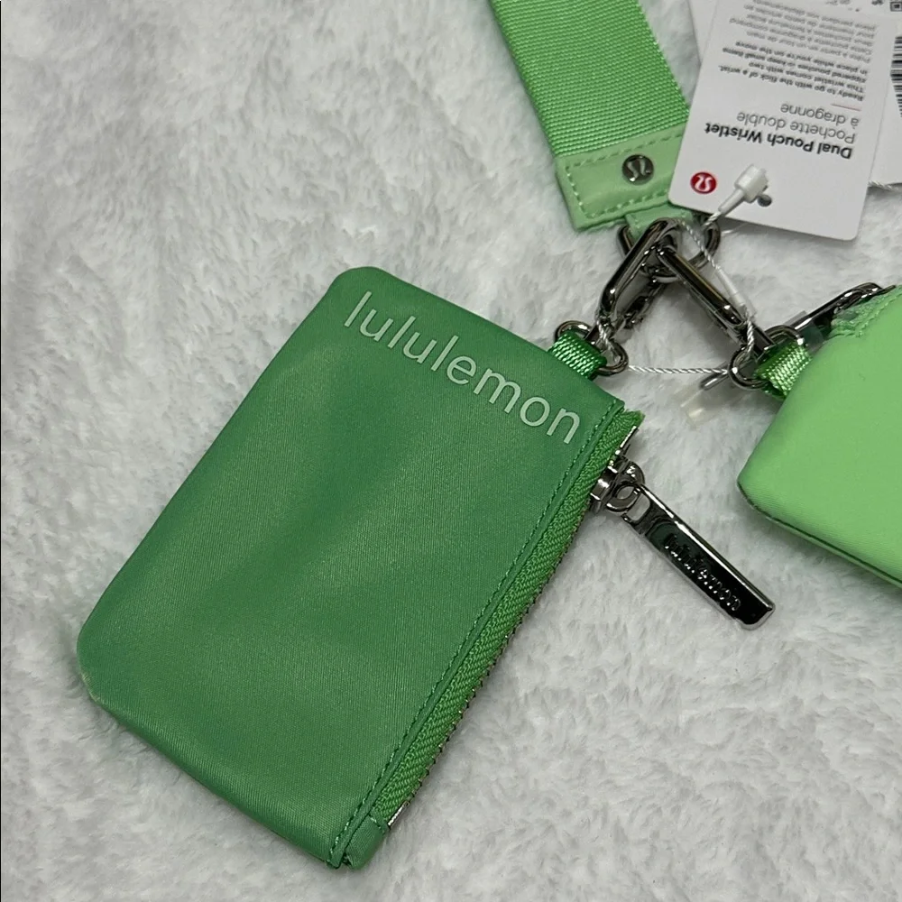 Lululemon | dual pouch wristlet | citrus lime / smokey mint